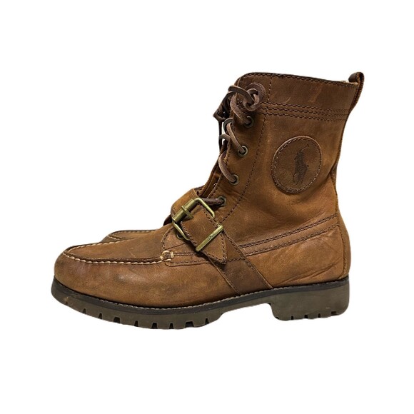 Polo Ralph Lauren Mens Size 7 Brown Leather Country Ranger Lace Up Boot Moc Toe